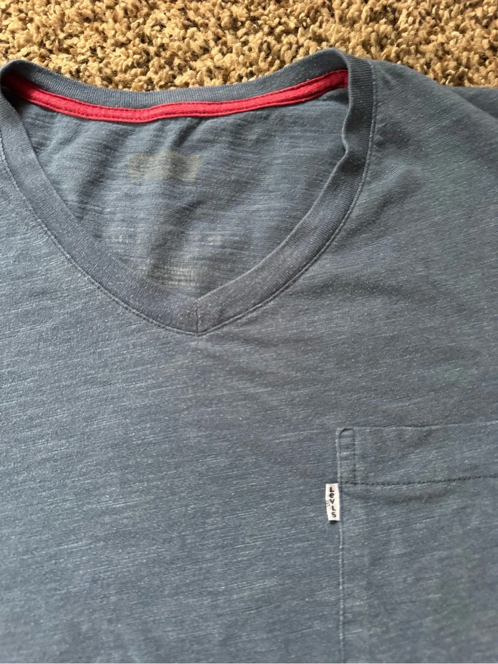 Levi's Men's Heather Blue V-Neck Pocket Tee